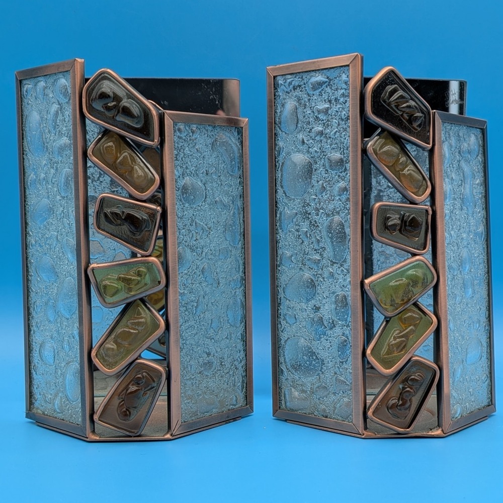 Set of 2 PartyLite "Water's Edge" Jeweled Bronze Wall Sconces - Retired